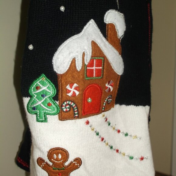 Gingerbread House embroidered Christmas / Winter Sweater Vest - Women's Size XL - Picture 8 of 11